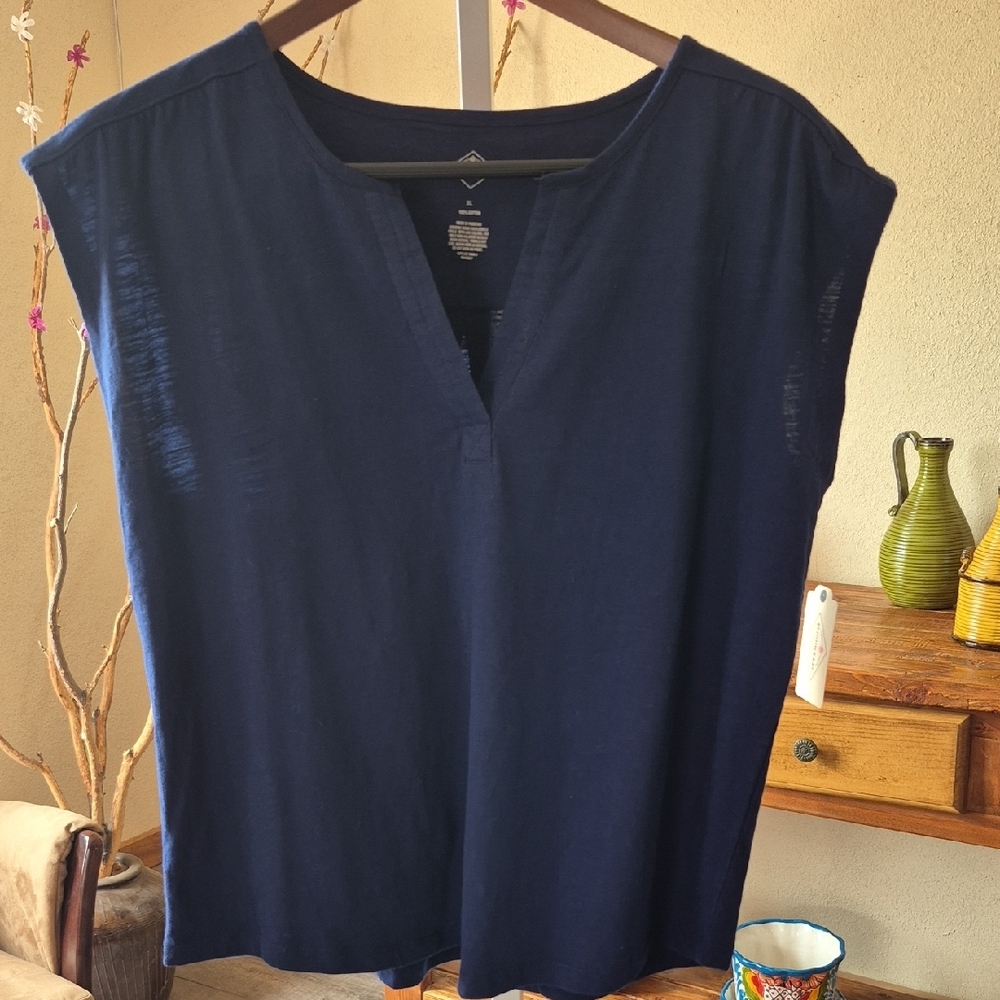 St. John's Bay Blue Sleeveless Blouse Relaxed Fit
